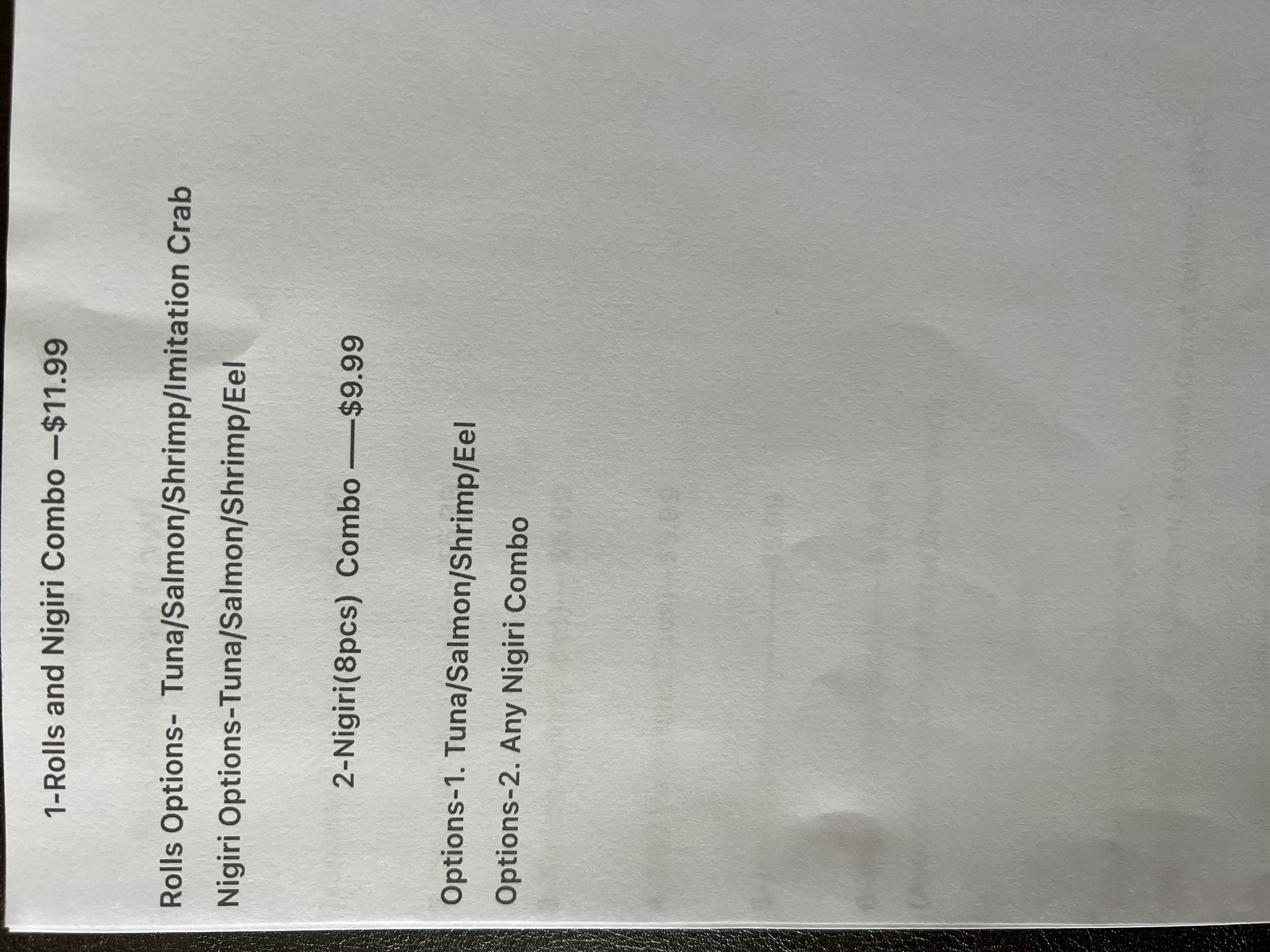 Okinawa menu