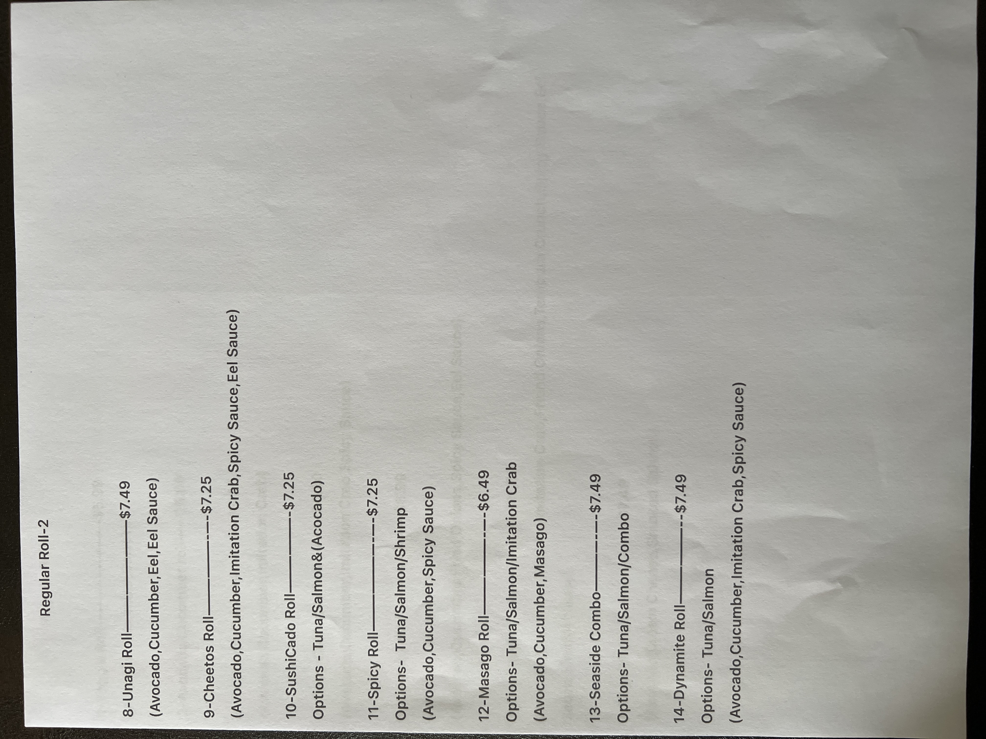 Okinawa menu
