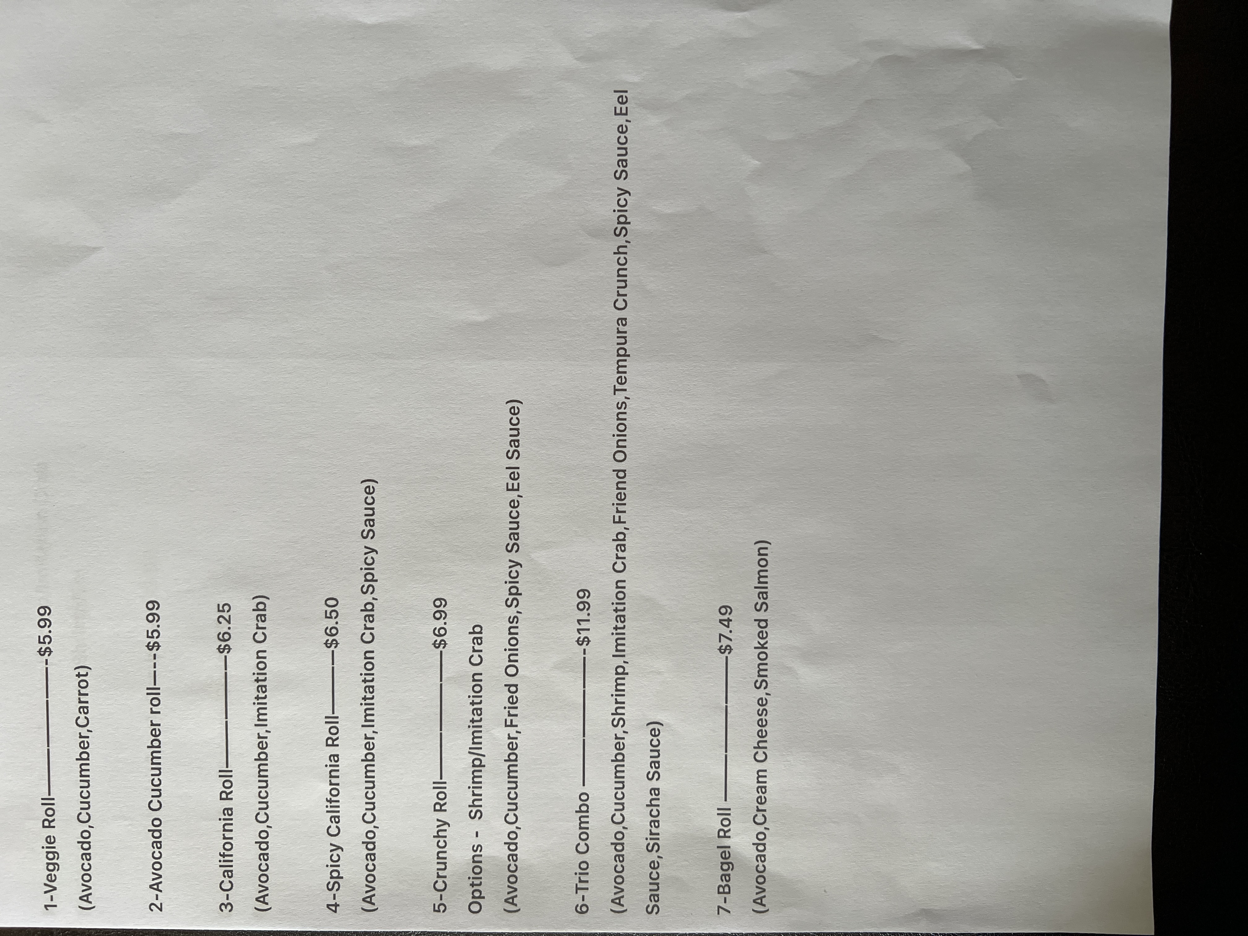 Okinawa menu